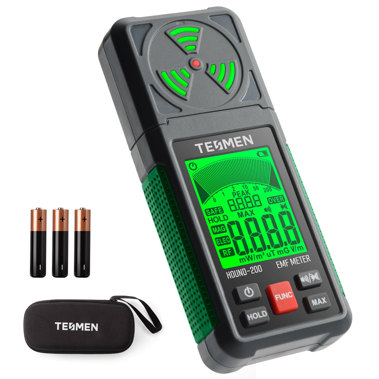 Hound-200 EMF Meter 3-in-1 Portable Electromagnetic Field Radiation Detector for EF, RF, MF