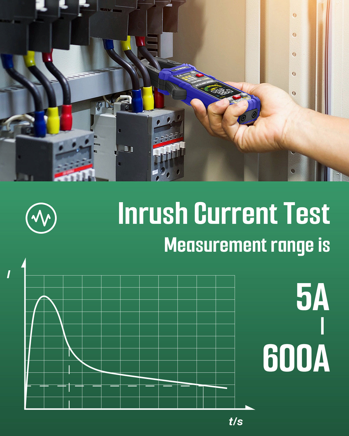 TESMEN TCM-300A Digital Clamp Meter 6000 Counts T-RMS multimeter Auto-Ranging Voltmeter ampmeter with AC Current AC/DC Voltage NCV/Live Wire Inrush Resistance Diode Temperature Continuity – BLUE