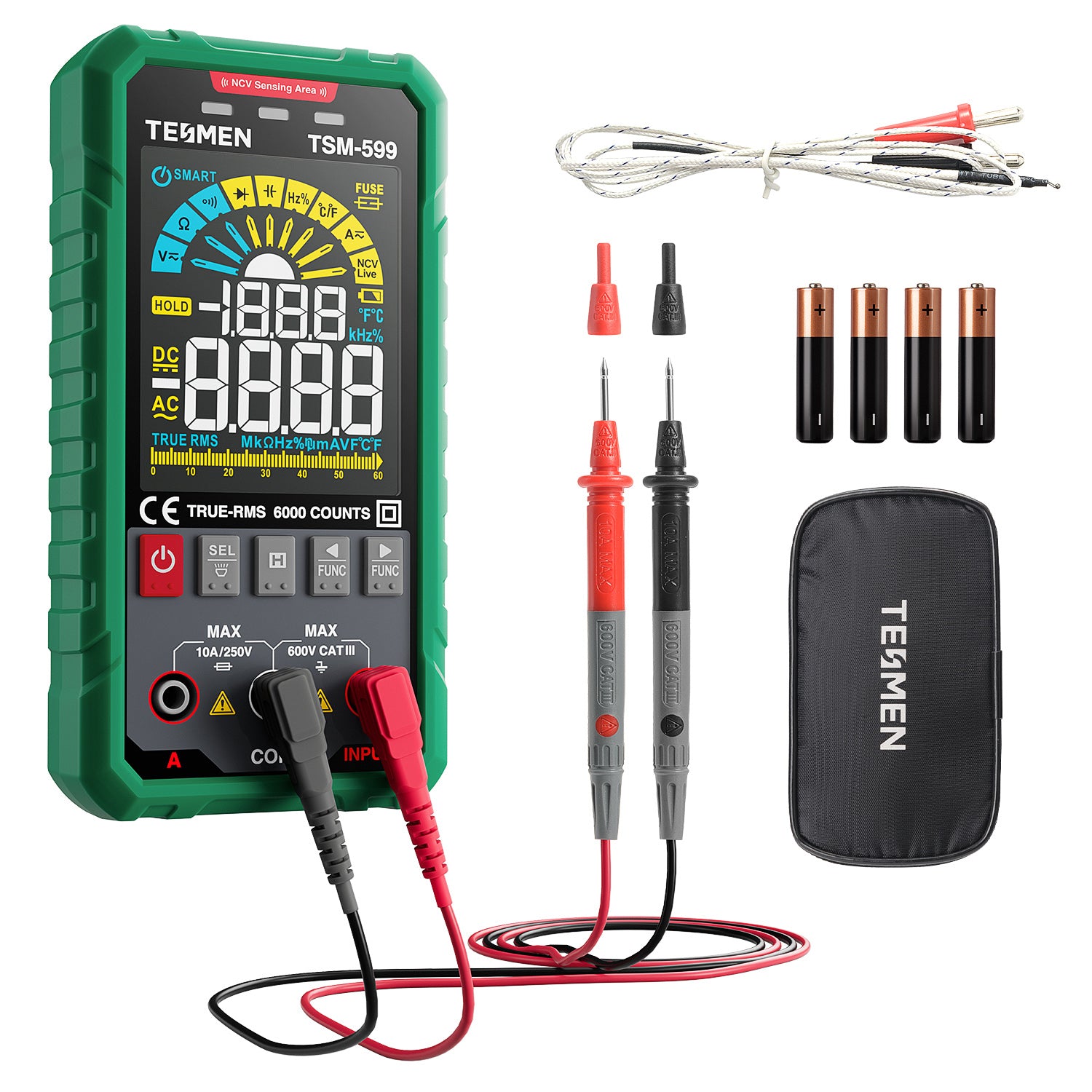 TSM-599 Smart Digital Multimeter, TRMS 6000 Counts, Voltage Tester