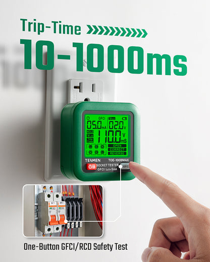 TOE-100BMAX GFCI Outlet Tester - Green