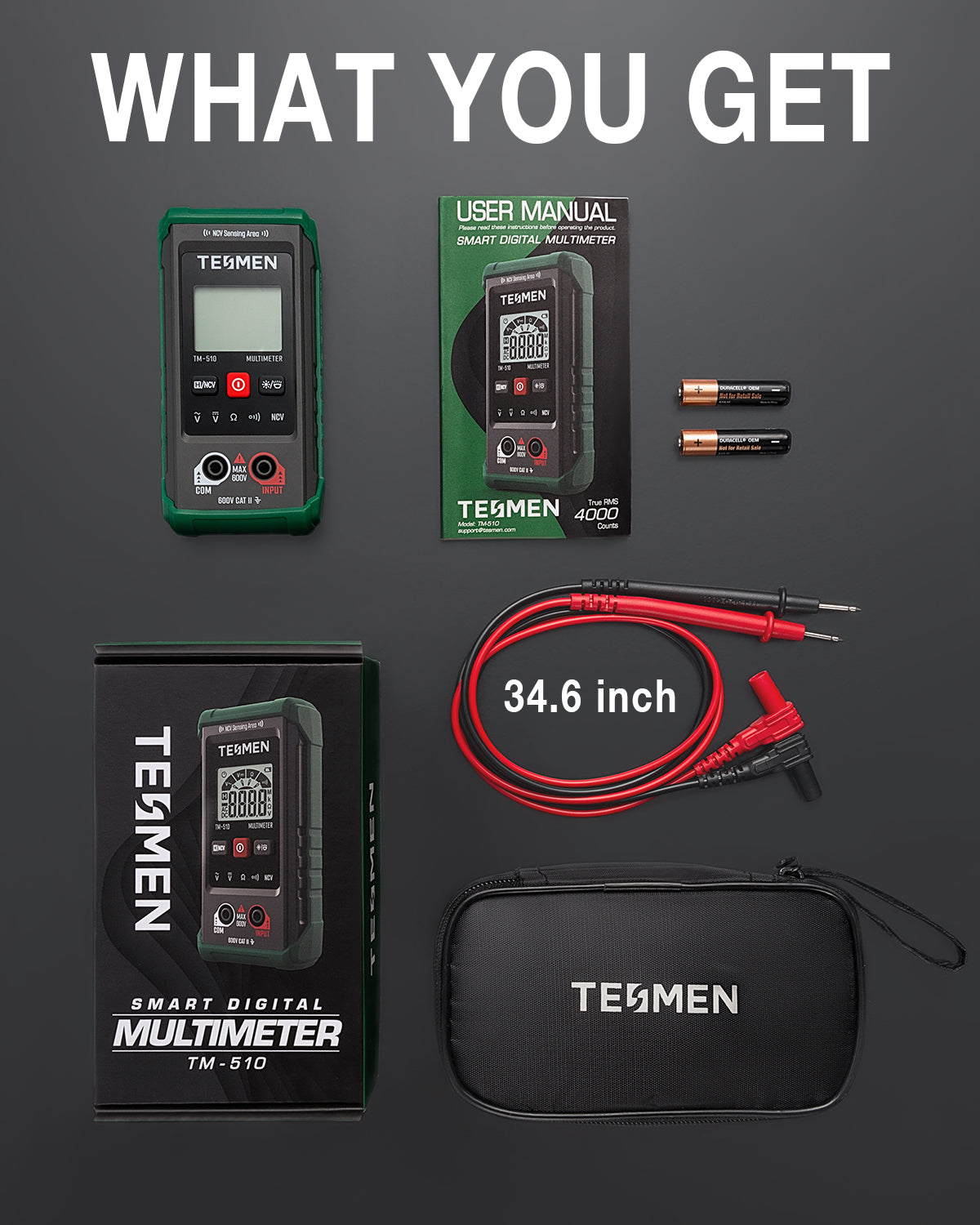 TM-510 Digital Multimeter, 4000 Counts, Smart Measurement, Auto-Ranging ...